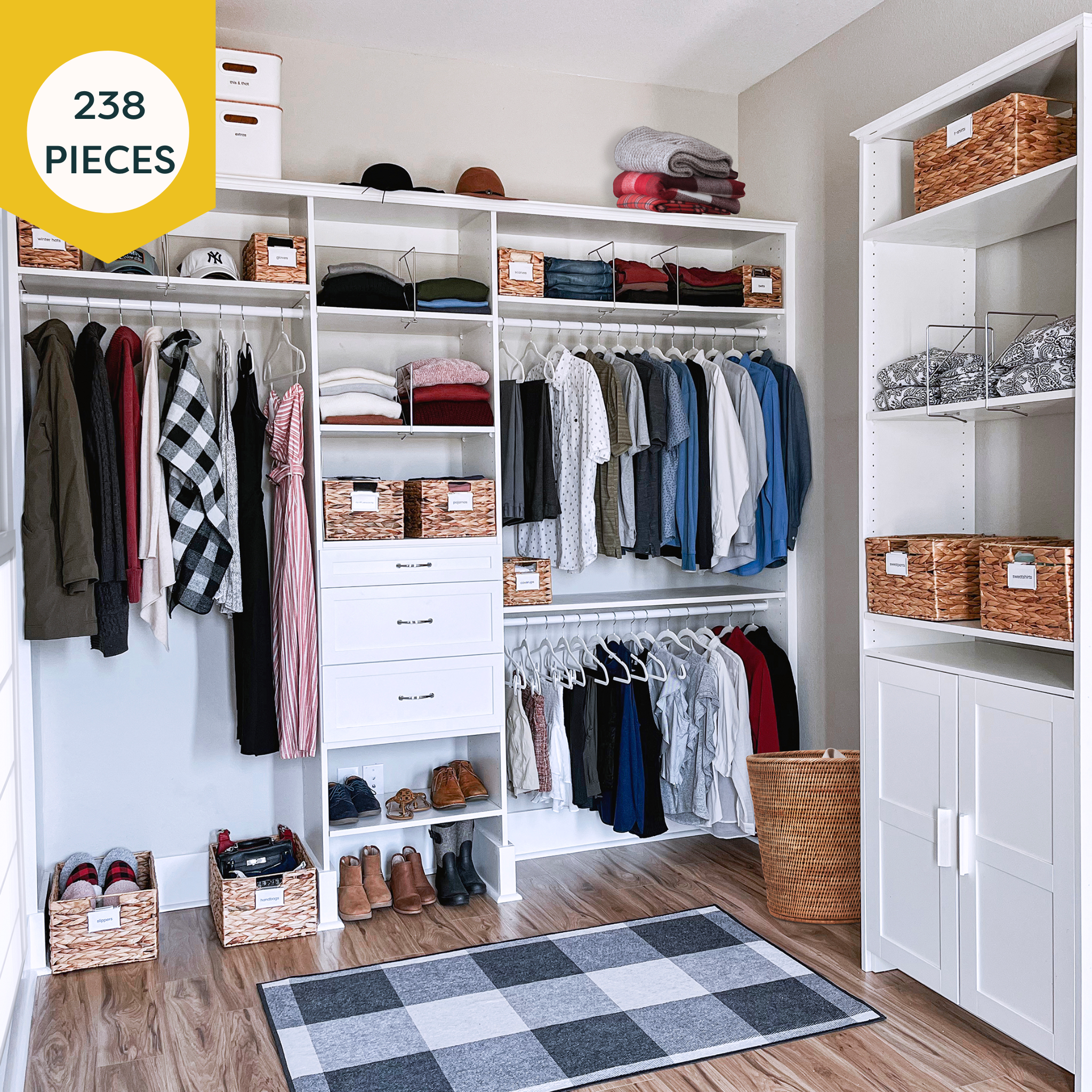 Oba Method Closet Solution 238 Piece Complete Organizing Storage Pack, Small, Home Organization