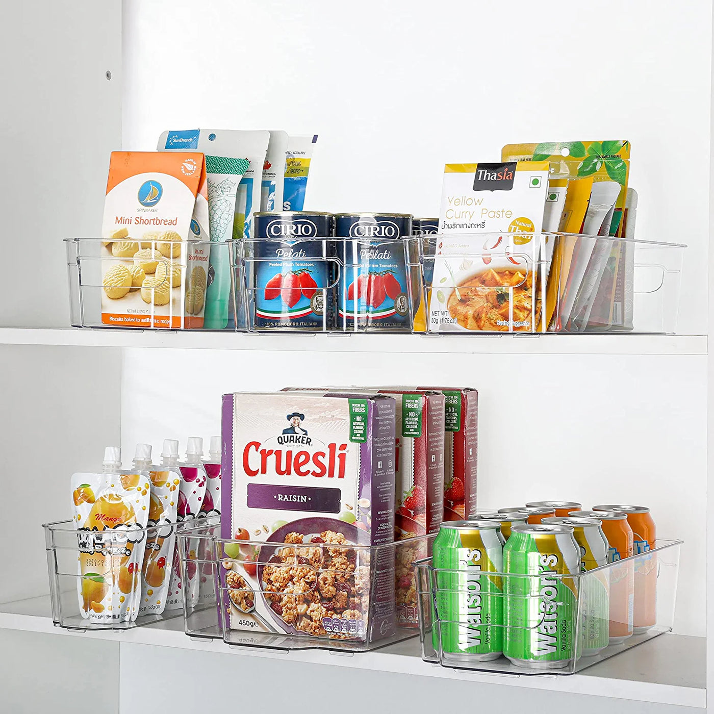 Fridge bins organizing a shelf