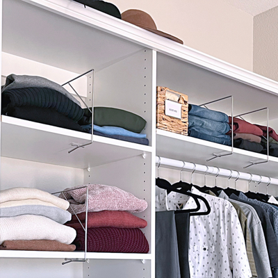 Shelf dividers in a closet