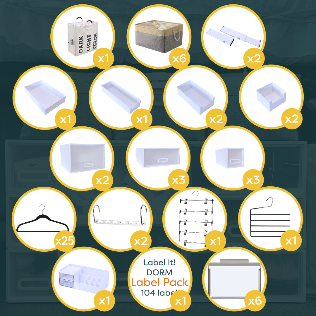 Oba Method Dorm Room 60 Piece Complete Organizing Solution