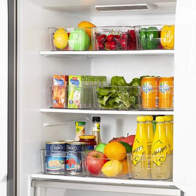 Fridge bins organizing a fridge