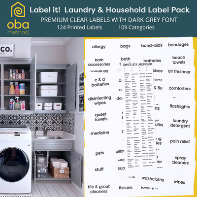 Laundry & Household organization labels
