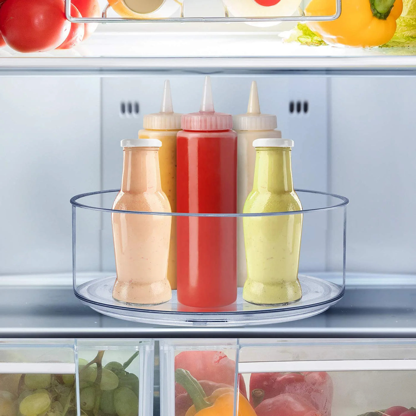 Small lazy susan turntable for fridge organization