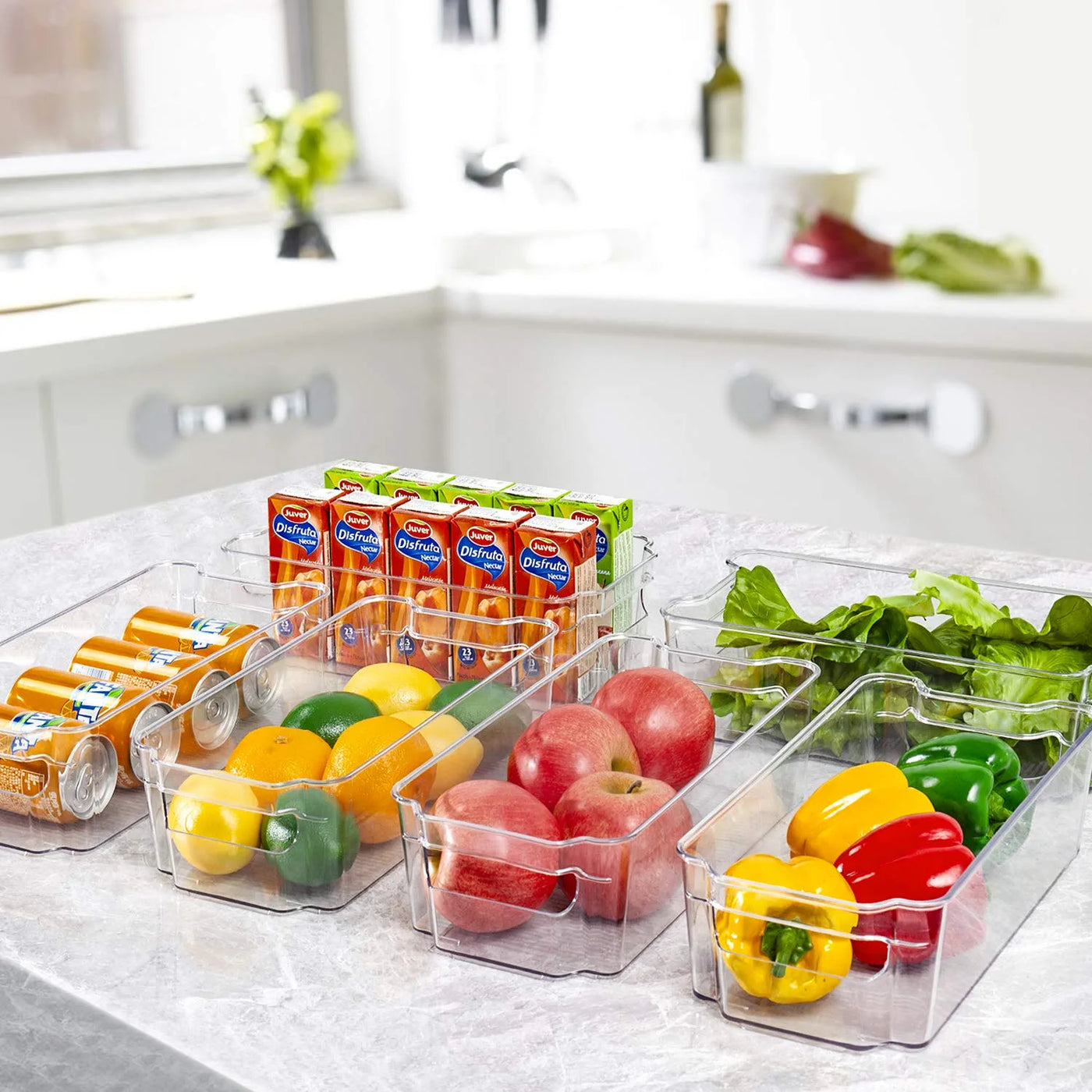 Fridge bins organizing food