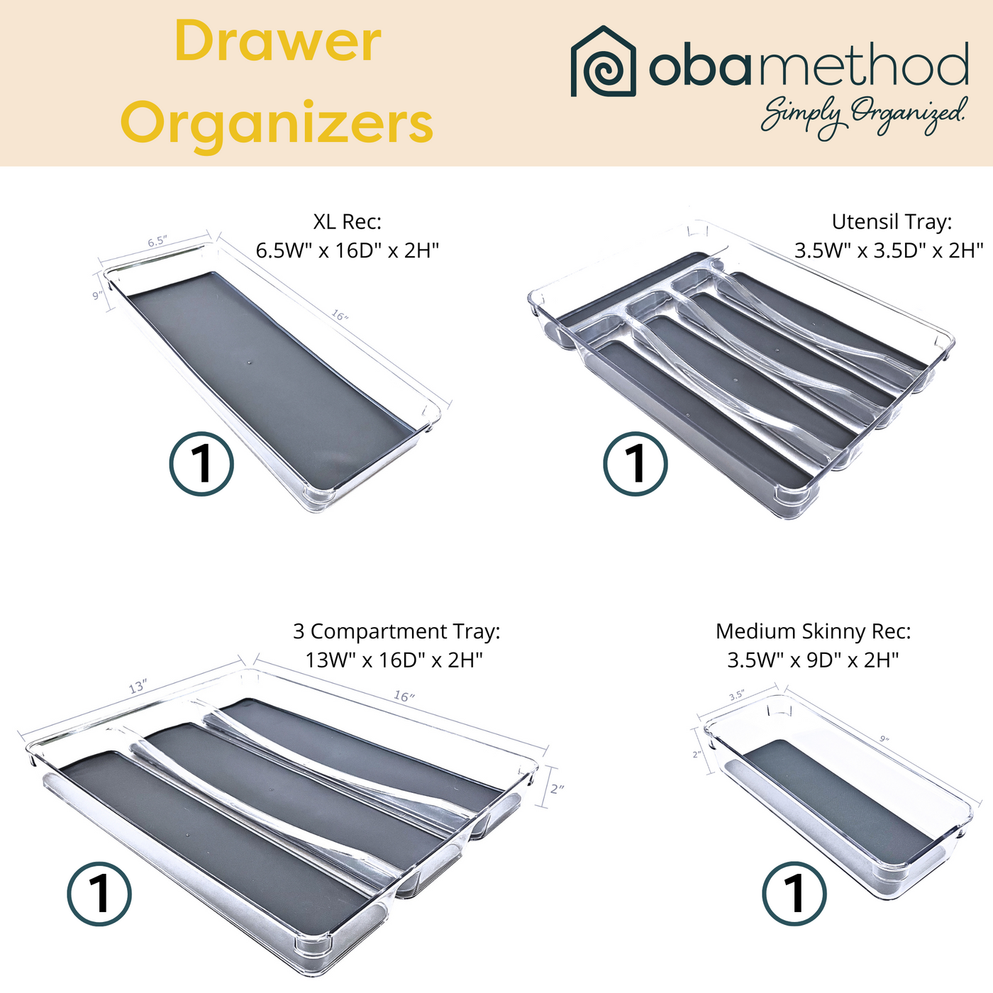 Large Tray Drawer Organizer Dimensions