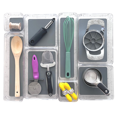 Drawer organizers for kitchen items