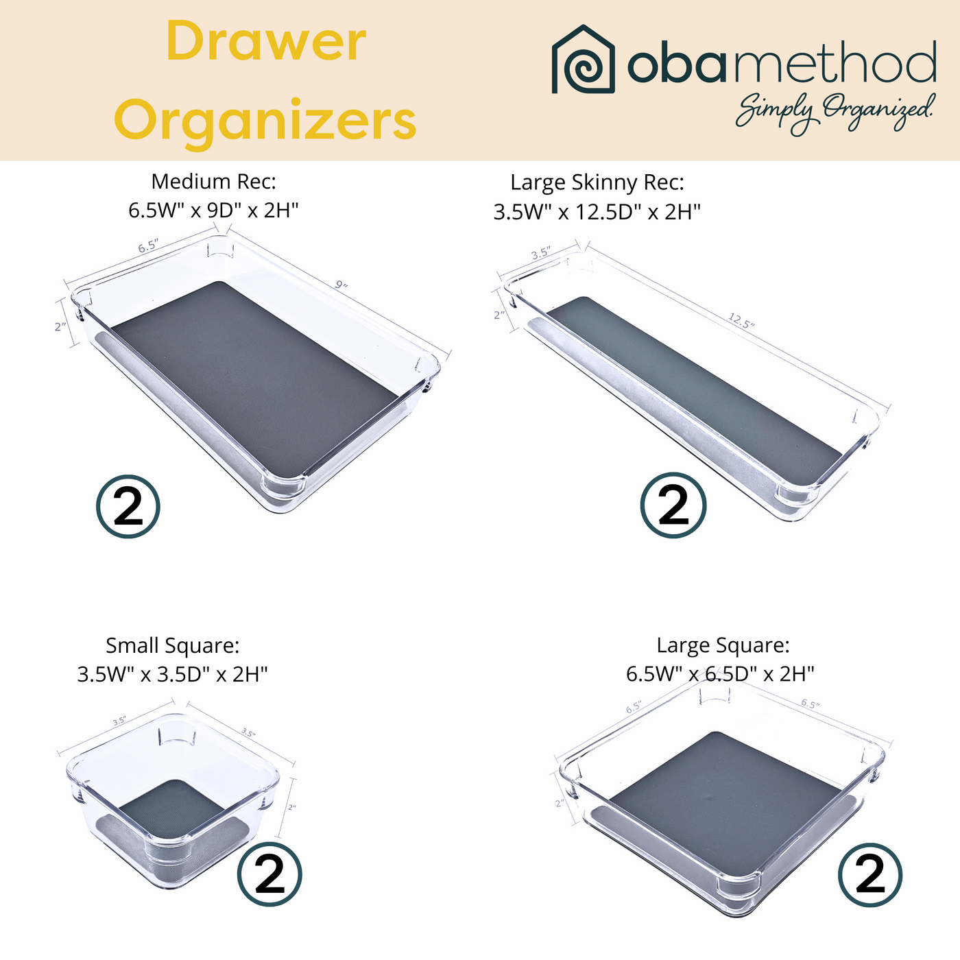 Drawers organizers dimensions and quantity