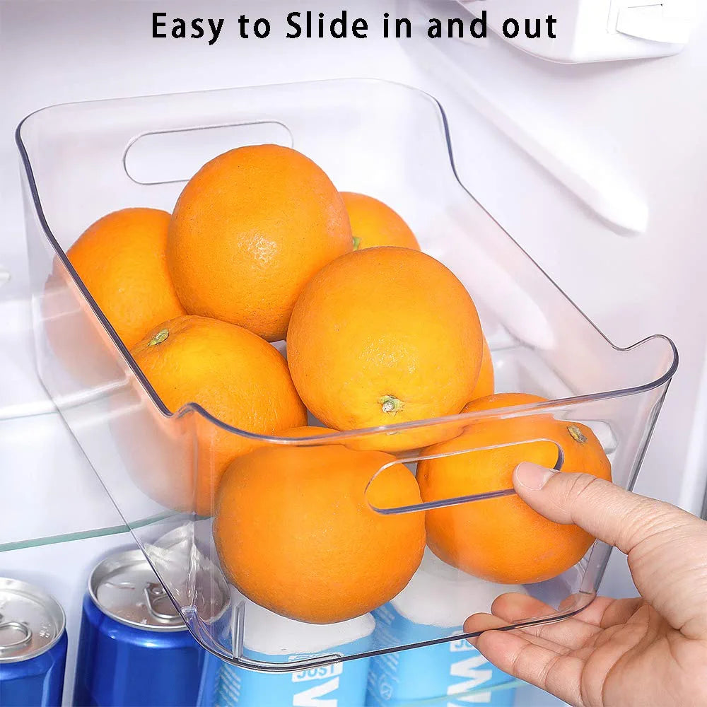 Clear bin organizing fridge items