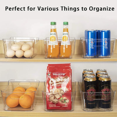 Clear bin organizing pantry items