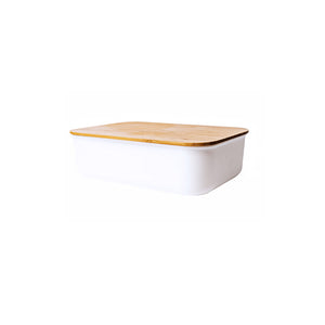 Small-short stacker bin with bamboo lid
