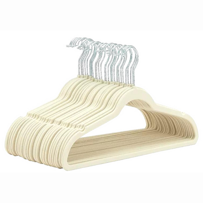 Velvet hangers in cream